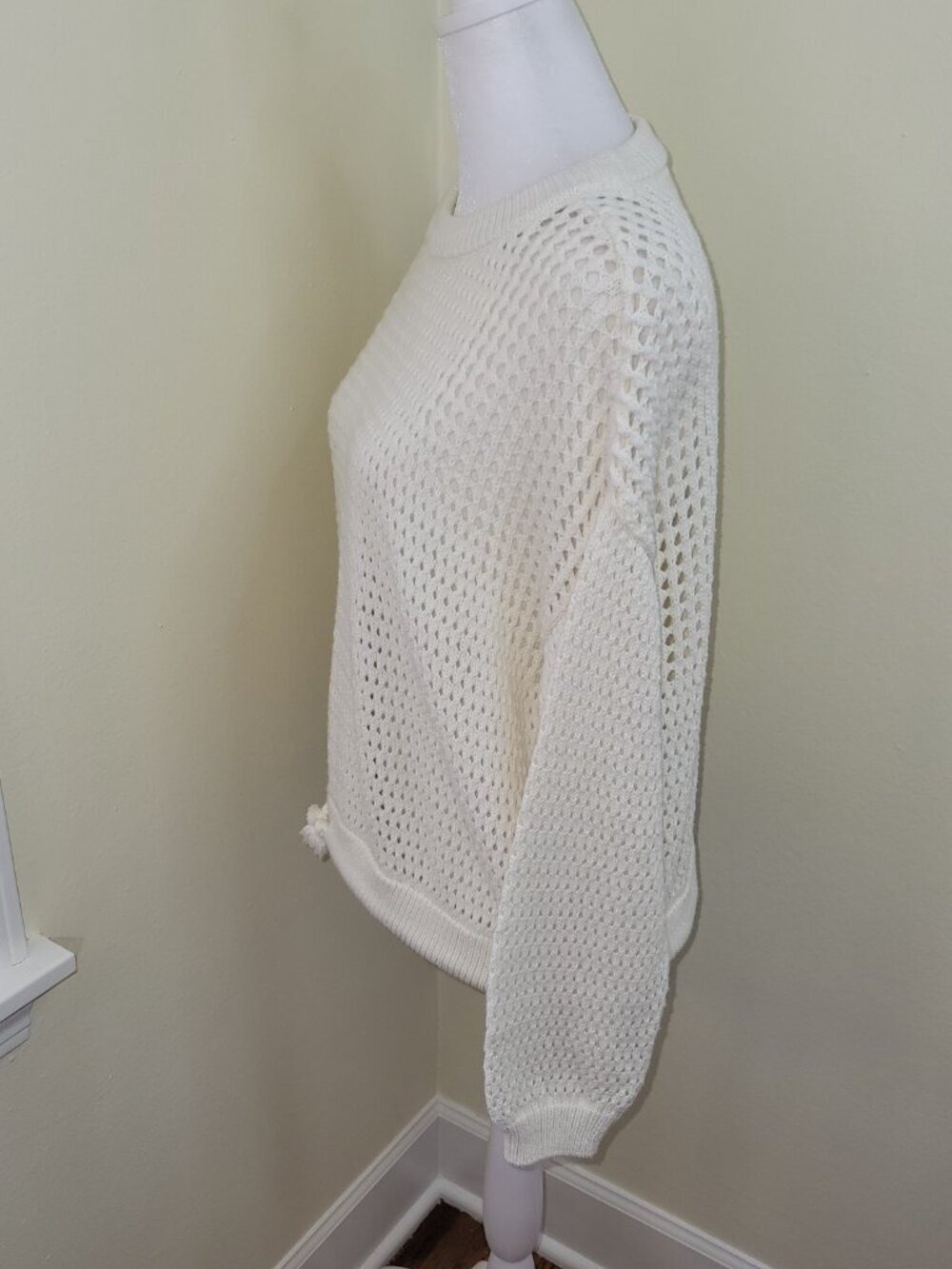 Sweaty Betty Tides High Open Weave Sweater Ivory White Women's Size 0 - Picture 4 of 13